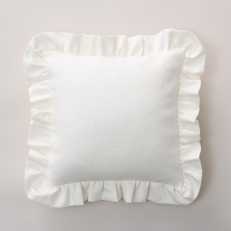 Poszewka Paula z falbaną 45x45 śmietankowy biały