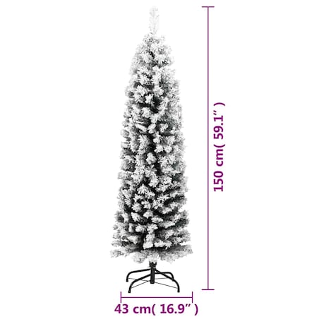 vidaXL Smukła sztuczna choinka pokryta śniegiem, zielona, 150 cm, PVC