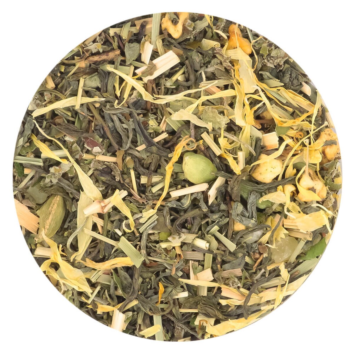 Herbata zielona SPOKÓJ o smaku rozgrzewającego imbiru z nutą kojącego miodu - herbata liściasta sypana mieszanka napar susz - gotowa na prezent upominek