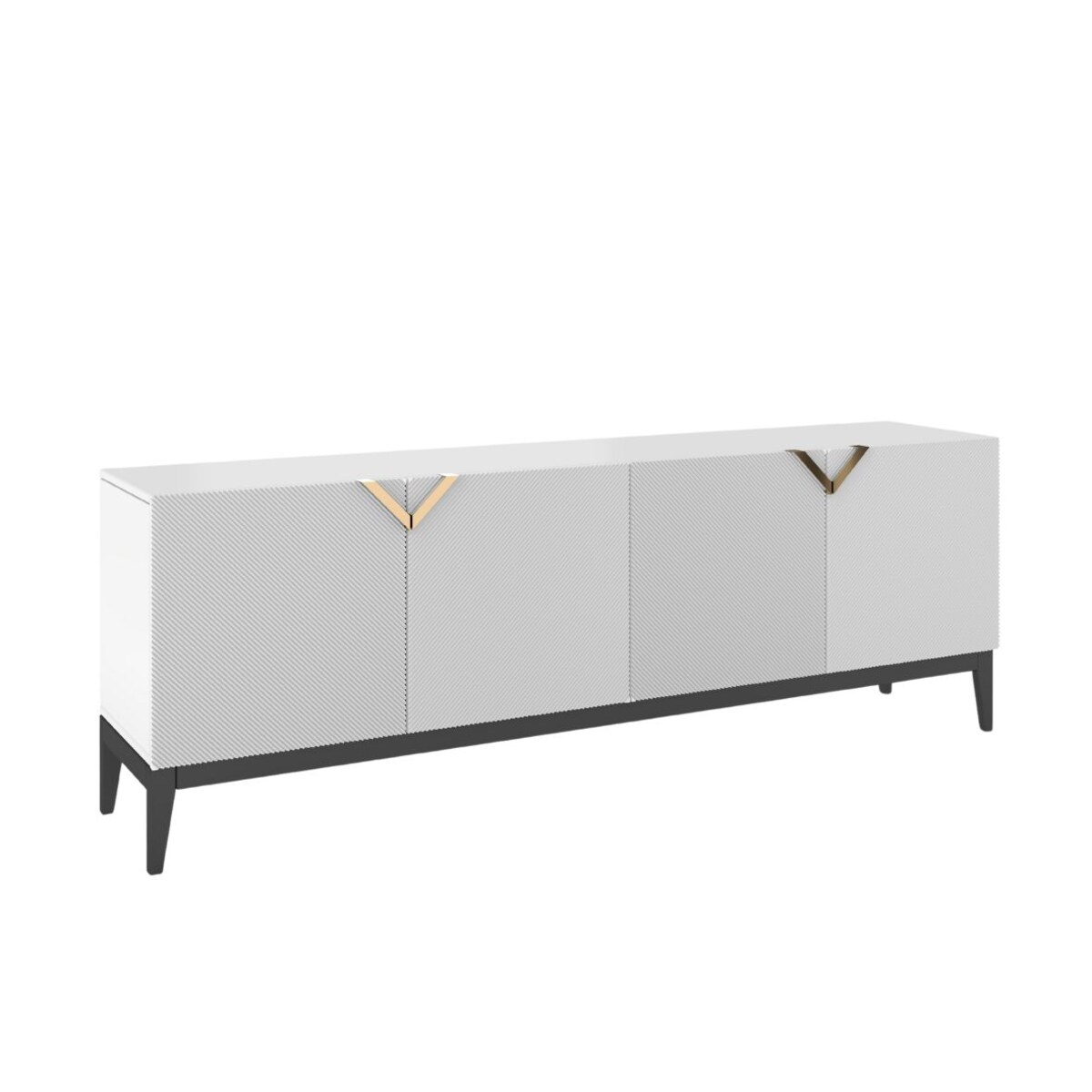 Drewniana komoda Visby DEMI LONG / kolor biały + czarne nogi