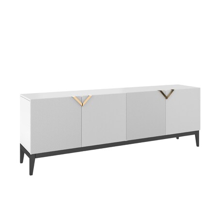 Drewniana komoda Visby DEMI LONG / kolor biały + czarne nogi