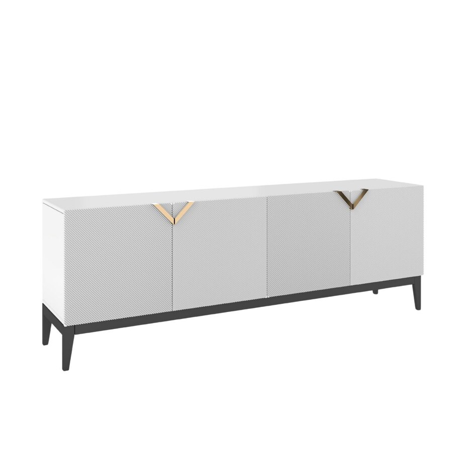 Drewniana komoda Visby DEMI LONG / kolor biały + czarne nogi