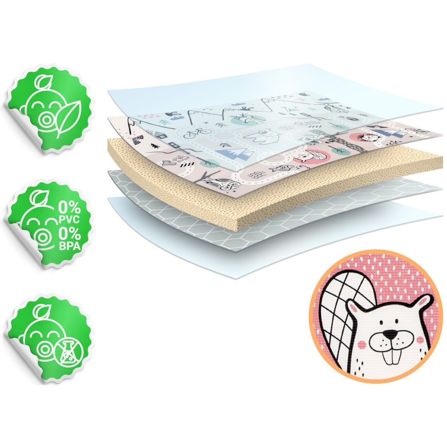 Mata piankowa edukacyjna dwustronna zwijana duża 180x150cm Nukido