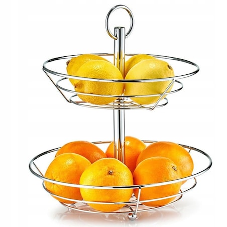 Patera Stojak Kosz na Owoce Warzywa Kosz 2 Poziomy Chrom metal Zeller