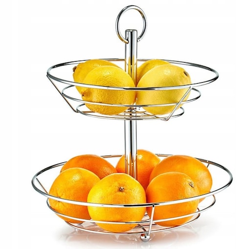 Patera Stojak Kosz na Owoce Warzywa Kosz 2 Poziomy Chrom metal Zeller