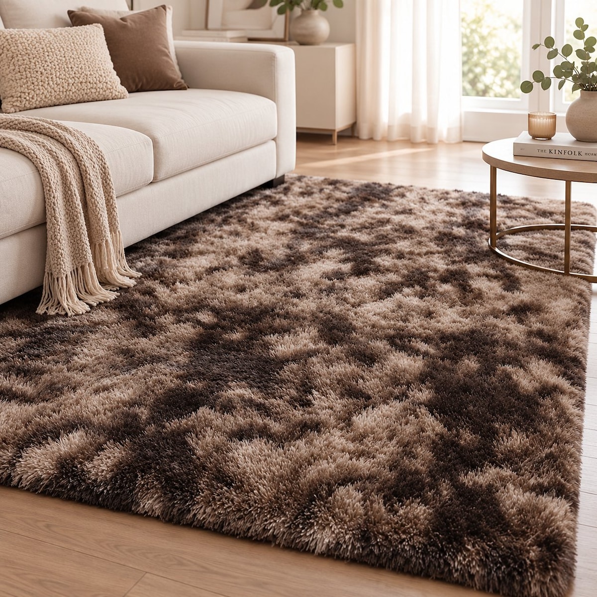 Dywan shaggy brązowy 160x220 cm pluszowy miękki włochacz 30 mm