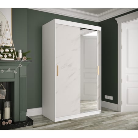 Szafa przesuwna Garderoba MARMUR T2 120 gł. 62 biały