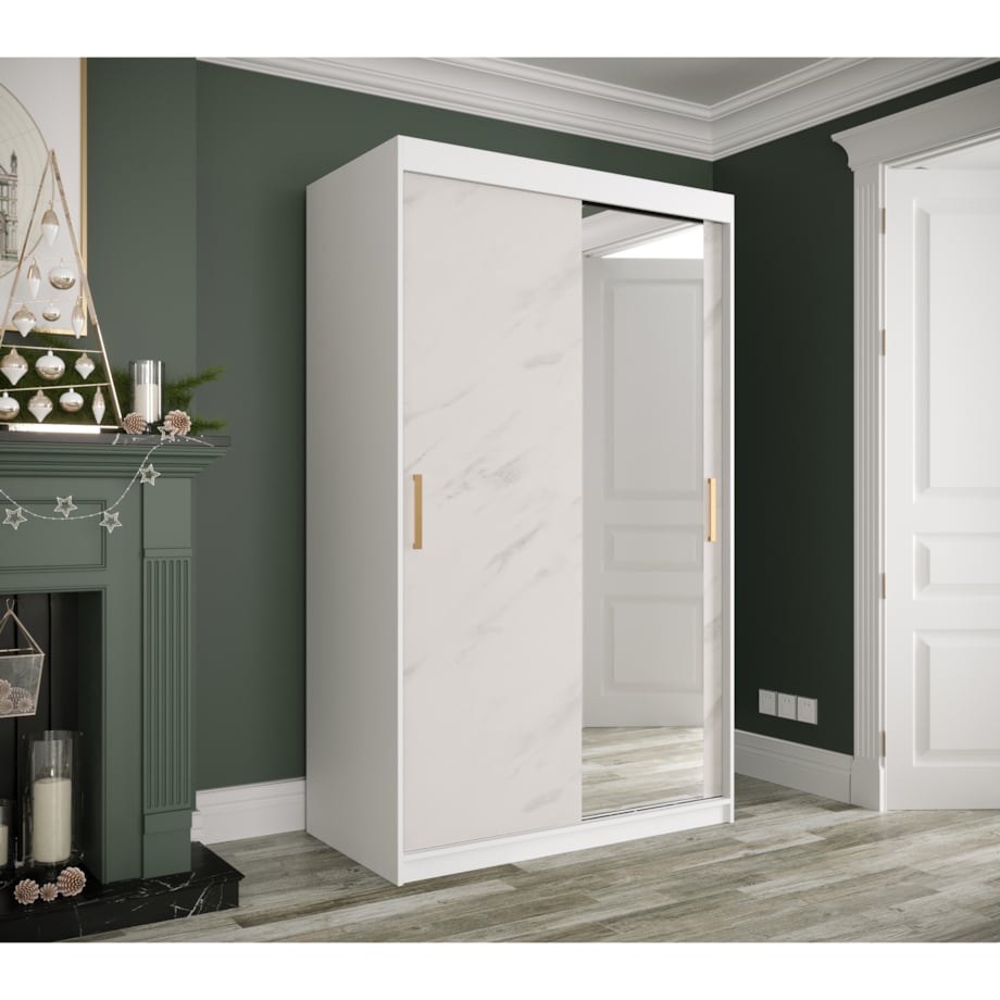 Szafa przesuwna Garderoba MARMUR T2 120 gł. 62 biały