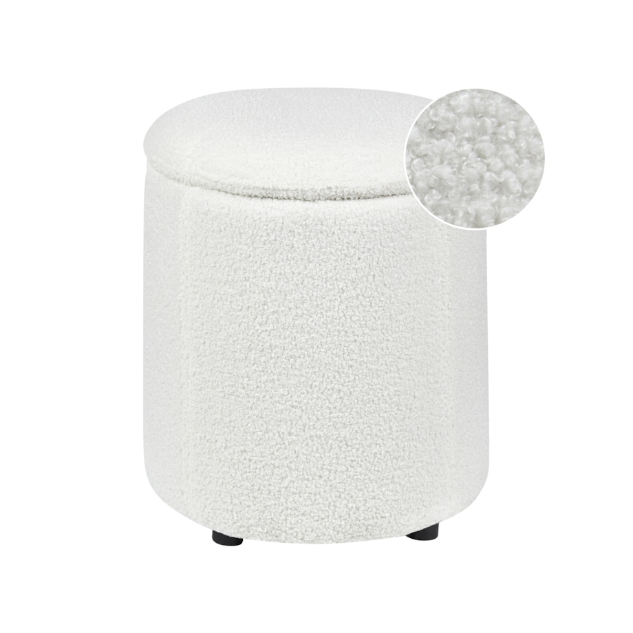 Puf ze schowkiem MARYLAND Boucle Złamana biel 38 cm 38 cm 40 cm