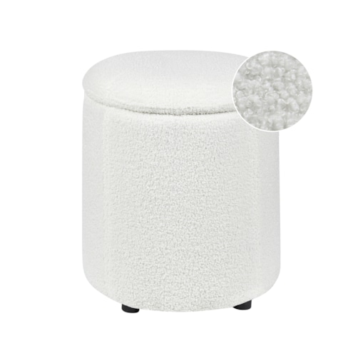 Puf ze schowkiem MARYLAND Boucle Złamana biel 38 cm 38 cm 40 cm