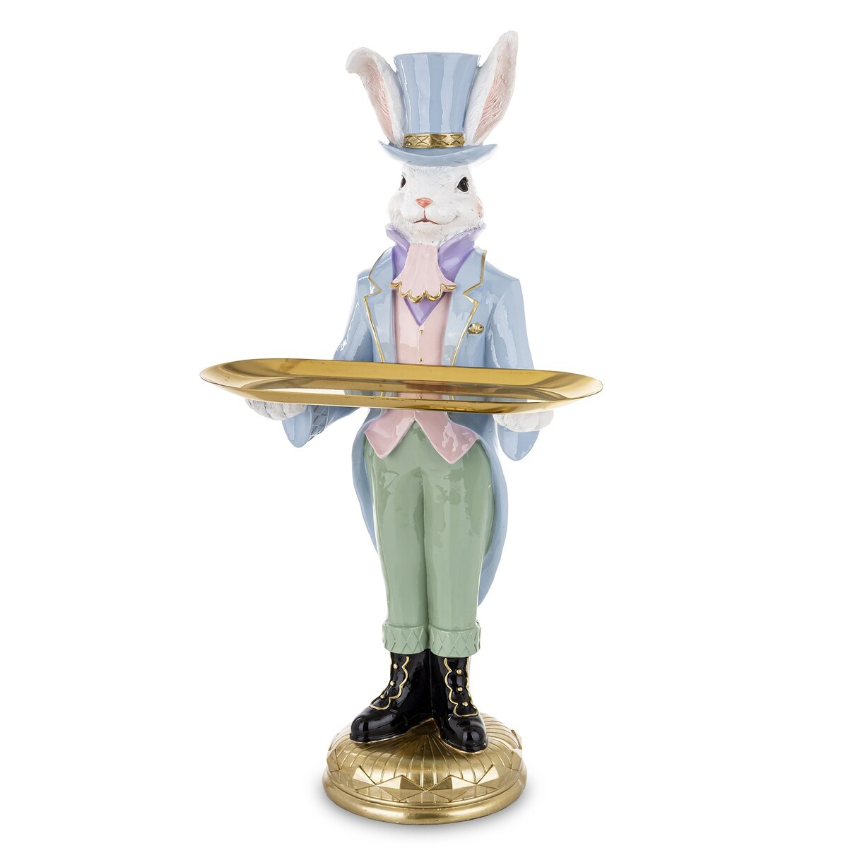 Dekoracja - duży elegancki królik 59,5x30x22 cm TUHTO-4 ze złotą tacą