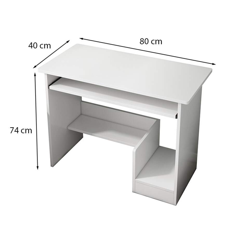 Biurko komputerowe białe nowoczesne z szufladą półkami młodzieżowe stolik