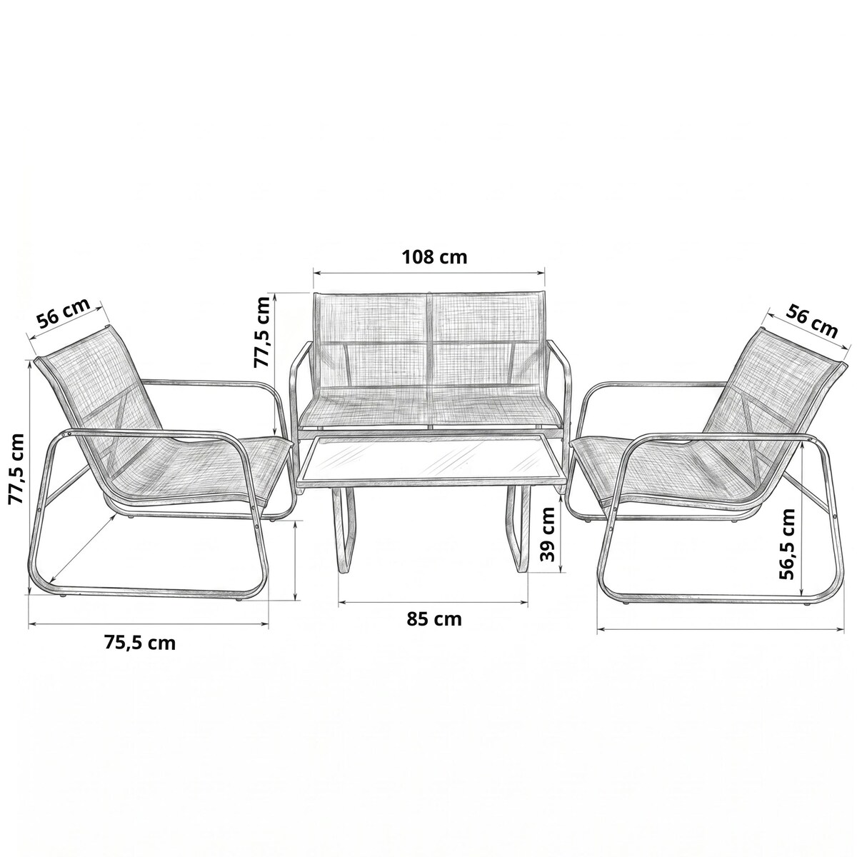 Zestaw mebli ogrodowych 2 x fotel sofa stolik czarny FUNFIT garden