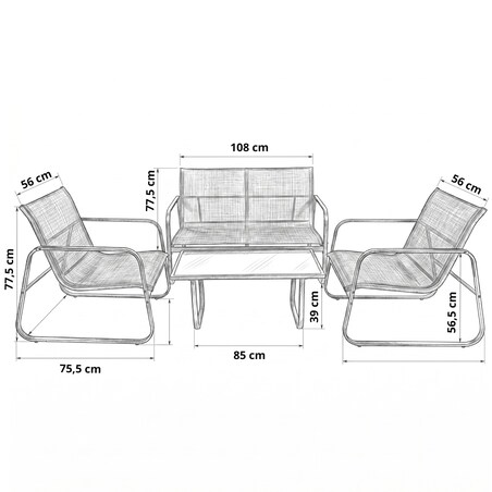 Zestaw mebli ogrodowych 2 x fotel sofa stolik czarny FUNFIT garden