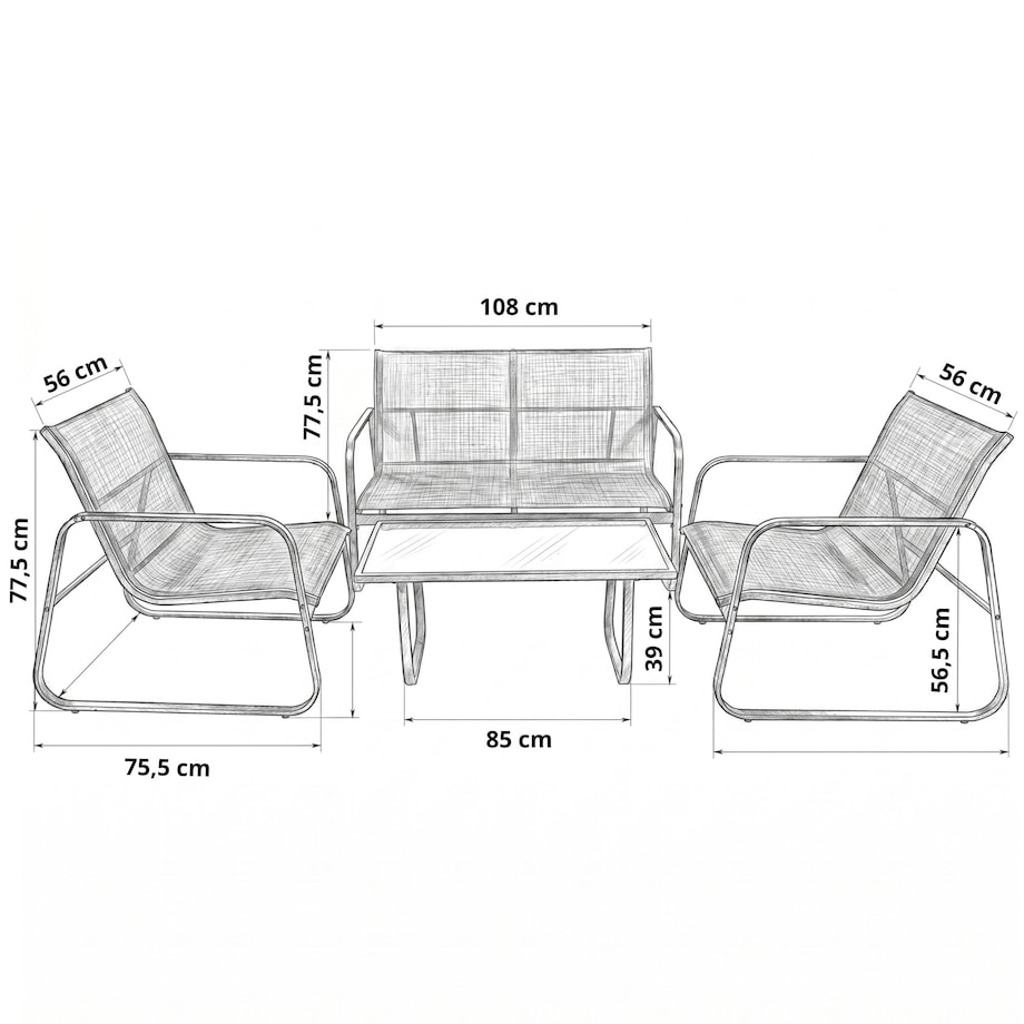 Zestaw mebli ogrodowych 2 x fotel sofa stolik czarny FUNFIT garden