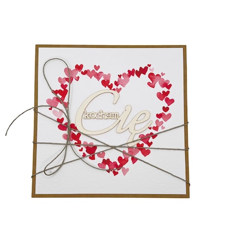 Wyjątkowa kartka ręcznie robiona na walentynki - walentynka z sercem - Kocham Cię