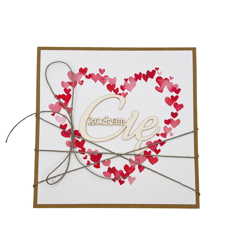 Wyjątkowa kartka ręcznie robiona na walentynki - walentynka z sercem - Kocham Cię