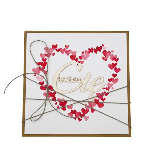 Wyjątkowa kartka ręcznie robiona na walentynki - walentynka z sercem - Kocham Cię