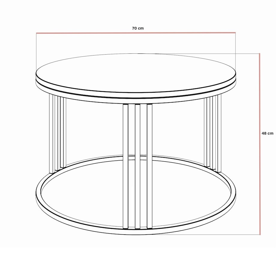 Okrągły stolik kawowy LORI mat z miedzianym stelażem, Marmur Levanto