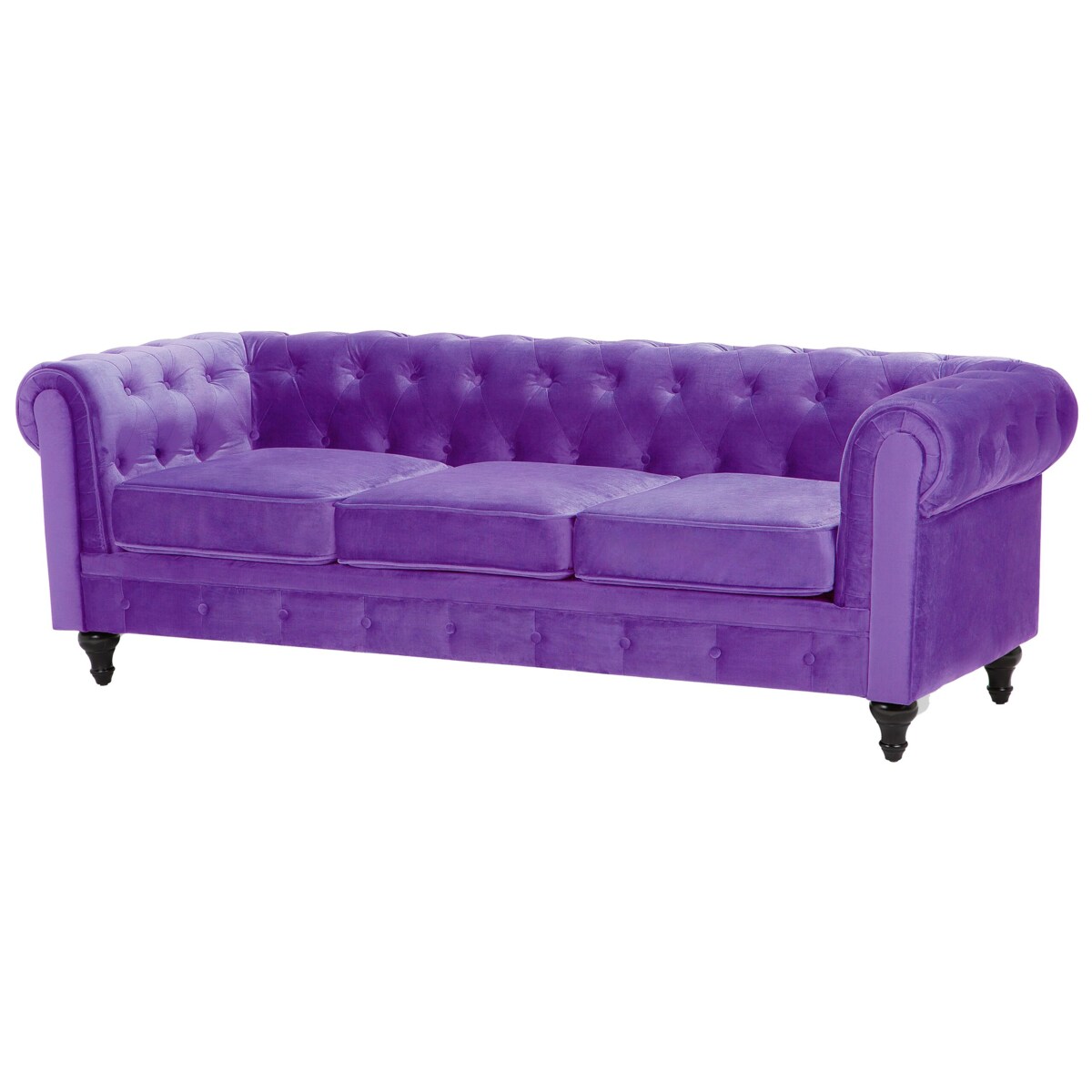Sofa 3-osobowa welurowa fioletowa CHESTERFIELD