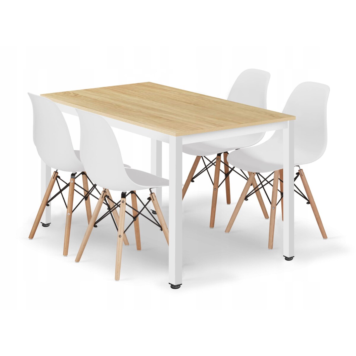 Zestaw Stół Do Jadalni Kuchni Salonu Biura Prostokątny Tessa 120X60 Dąb + 4 Krzesła Osaka Białe