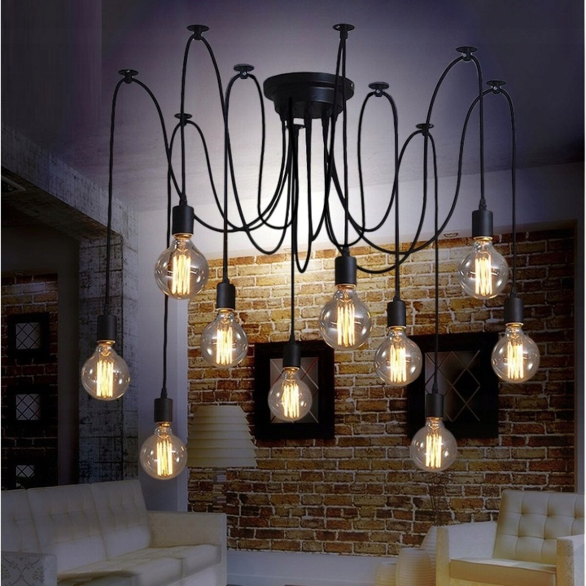 Lampa Sufitowa Wisząca Żyrandol Pająk 12 E27 Black