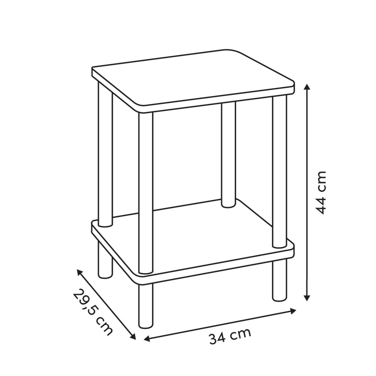 Stolik pomocniczy z półką COME, 44 cm