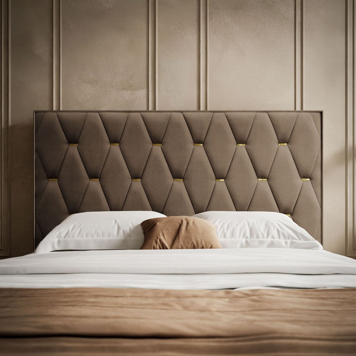 Łóżko tapicerowane IZOLDA z wysokim zagłówkiem, selaż 34, 140x200, Royal Velvet 196