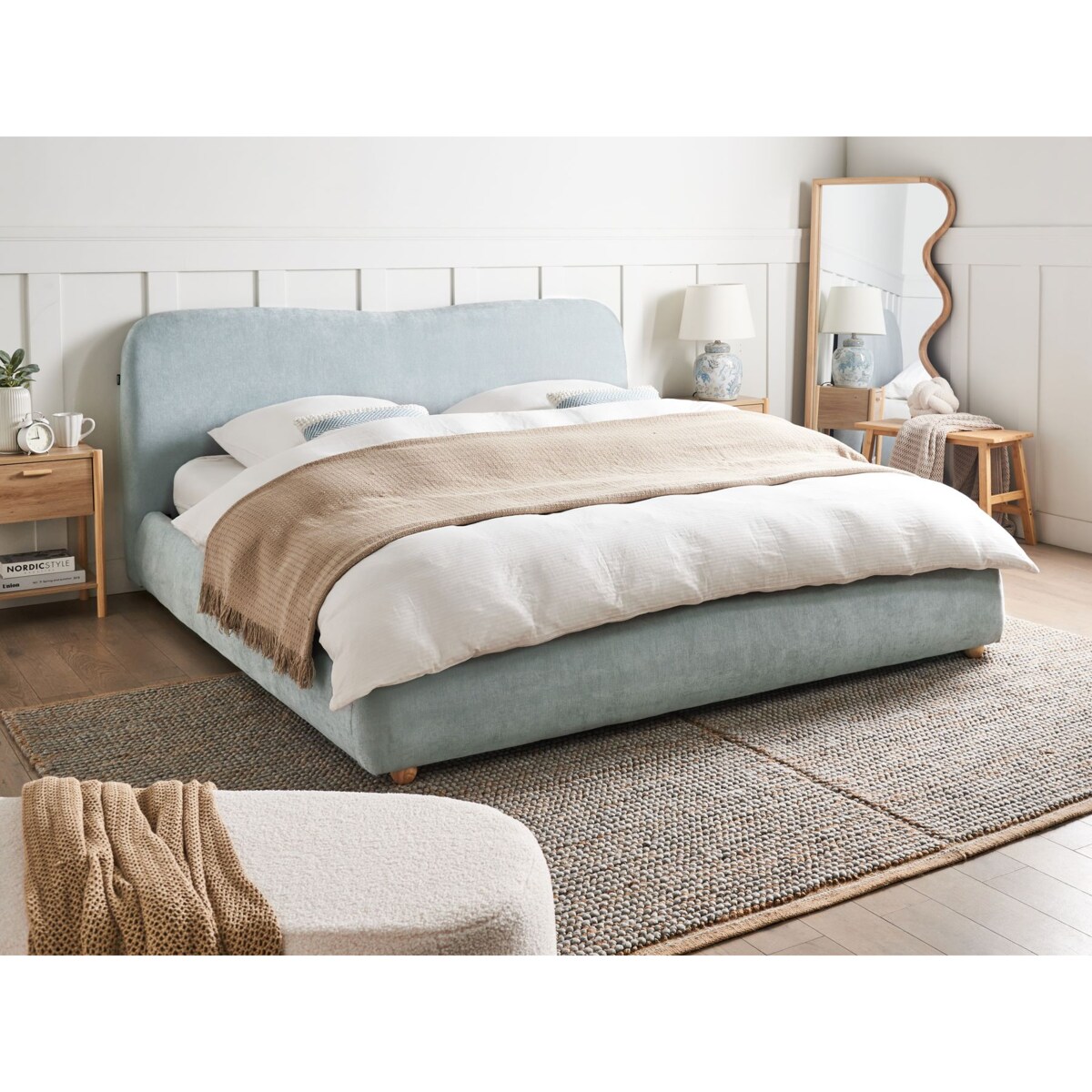 Łóżko z pojemnikiem BLAGNAC 180 x 200 cm Błękitny