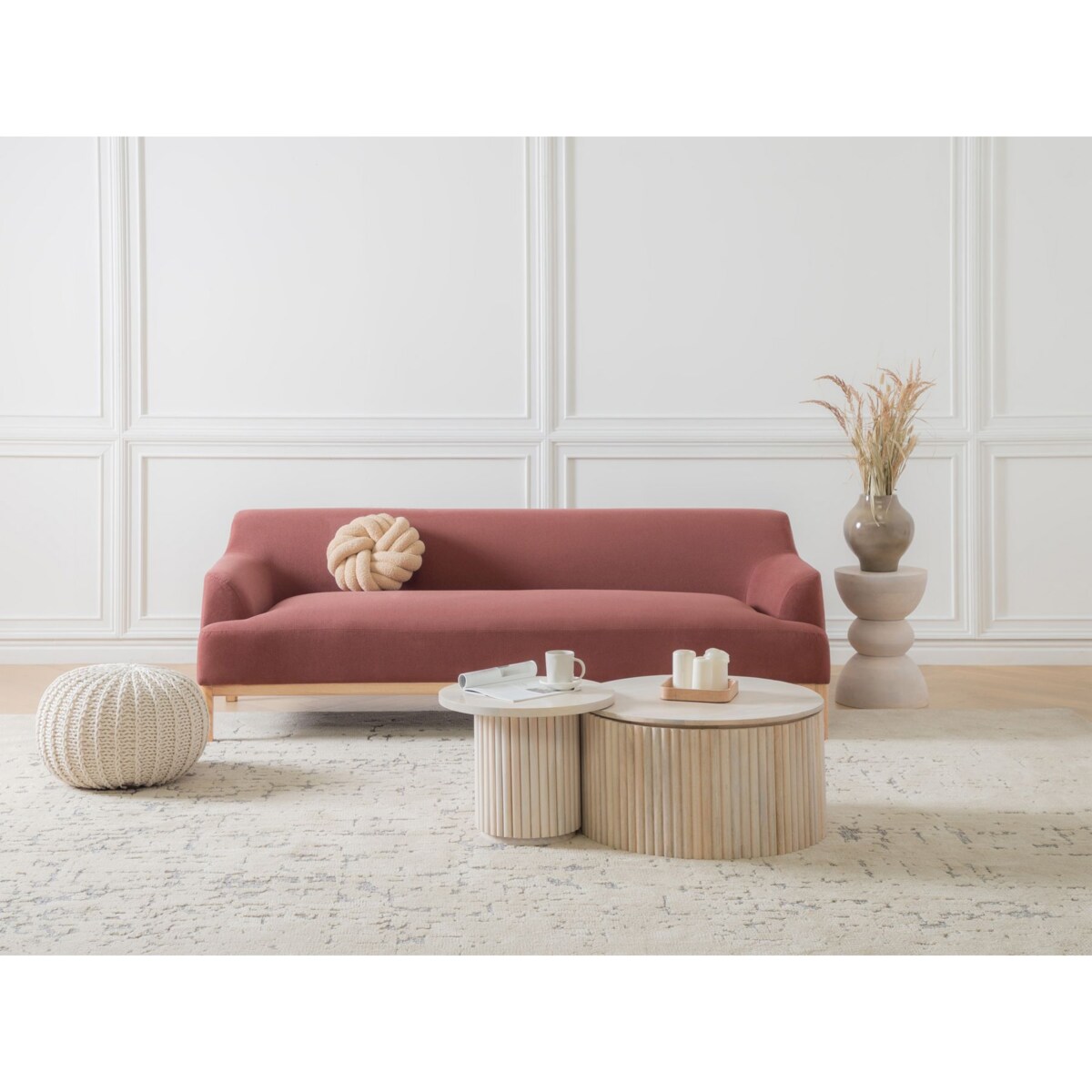 Sofa 3-osobowa różowa SOSJO