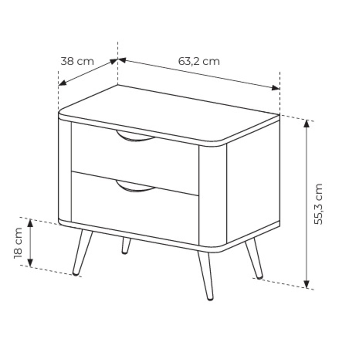 Stolik nocny do sypialni ERIS na wysokich nóżkach, Dąb Dunin