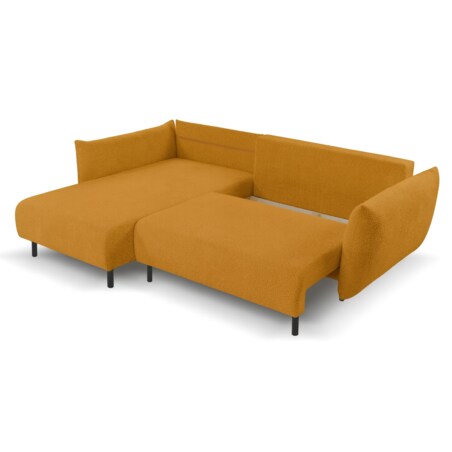 Narożnik DELI z funkcją spania na nóżkach, lewostronny, pomarańczowy