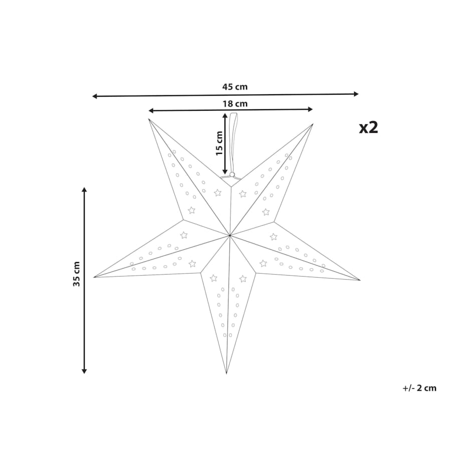 Zestaw 2 wiszących gwiazd brokatowych LED 45 cm zielony MOTTI