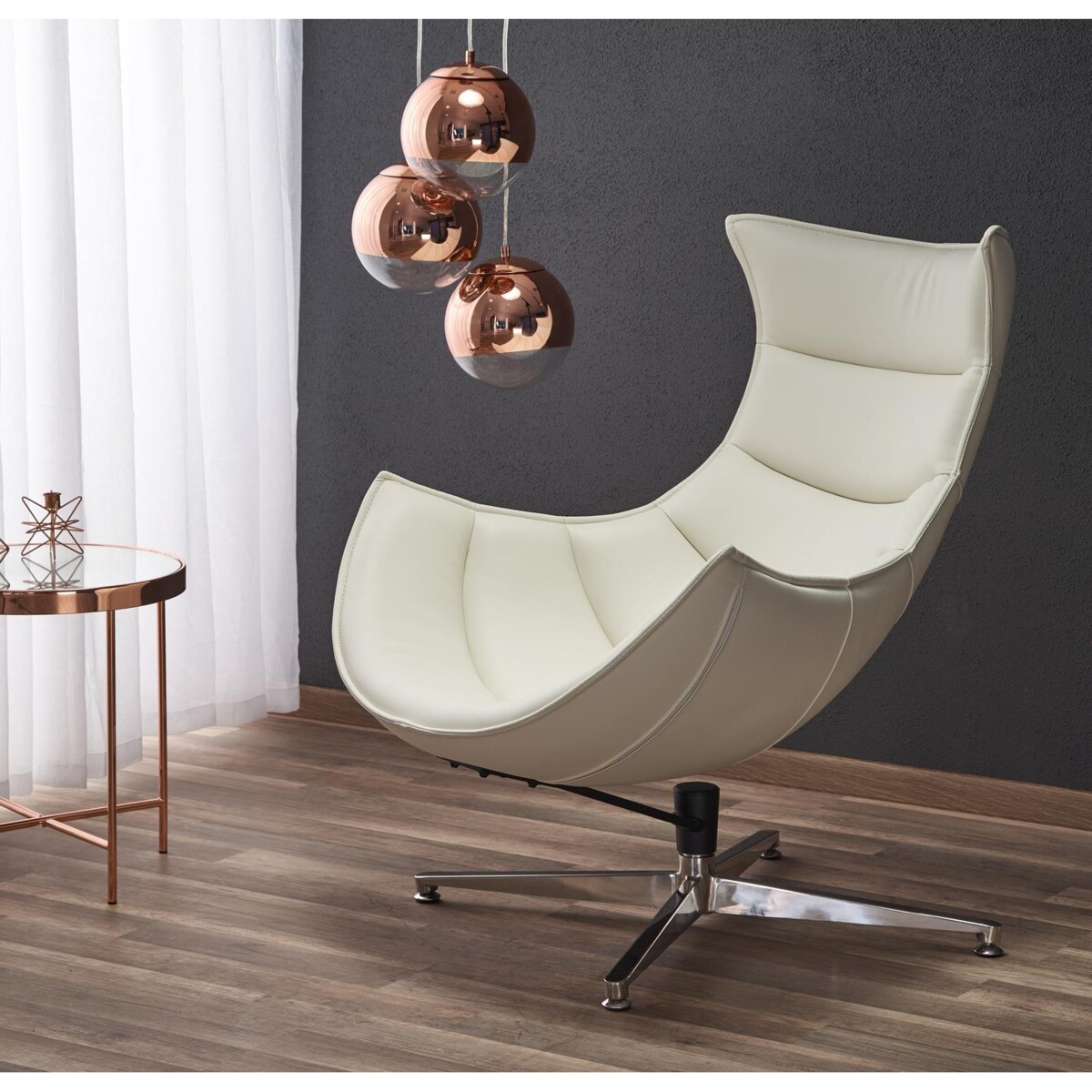 FOTEL OBROTOWY Falvio biały SKÓRA KOMPOZYTOWA i stal