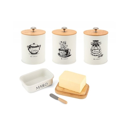 Elitehoff zestaw 3 pojemników kuchennych i maselniczka 49326