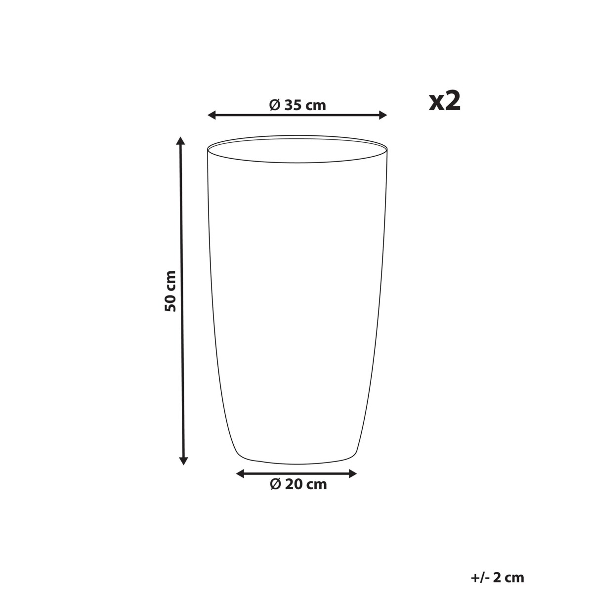 Zestaw 2 doniczek CAMIA Kamień 35 cm Szary