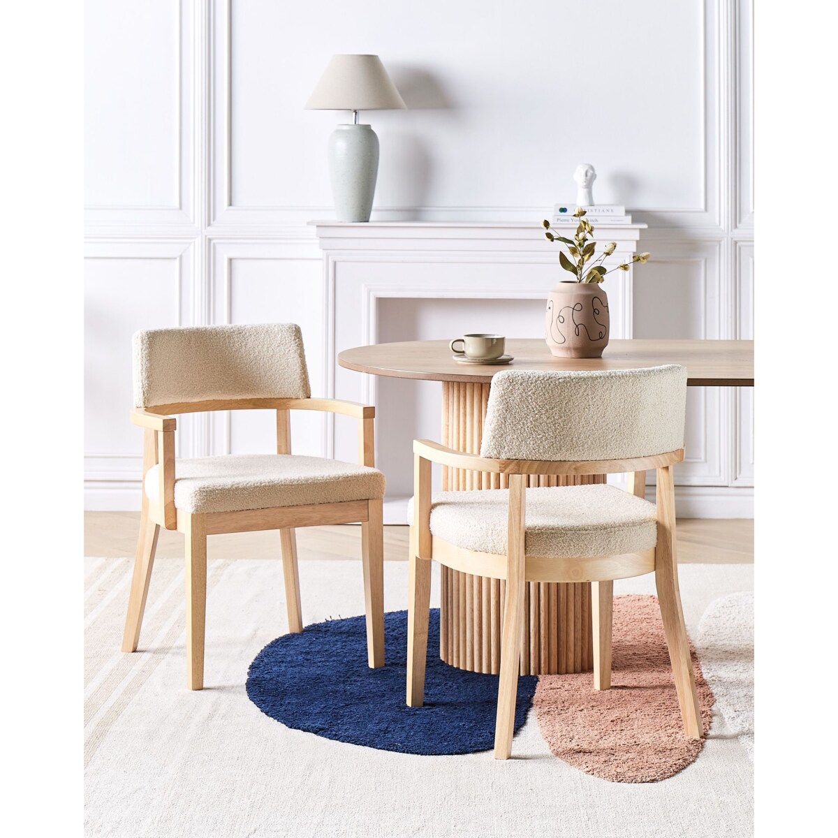 Zestaw 2 krzeseł do jadalni DALBO Boucle Jasne drewno