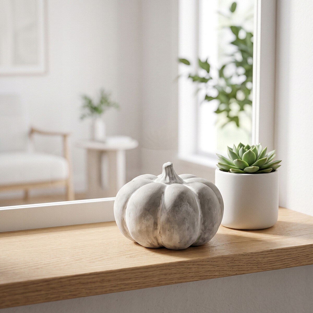 FIGURKA DYNIA SZARA BETONOWA BOHO OZDOBNA NA HALLOWEEN JESIEŃ BALKON TARAS