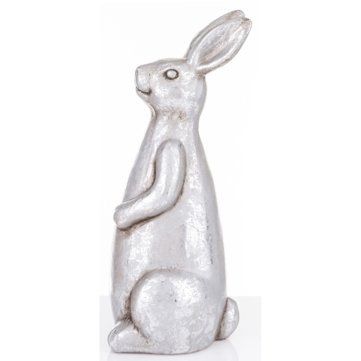 Dekoracja - ceramiczna figurka królika 32x13x13 cm srebrna