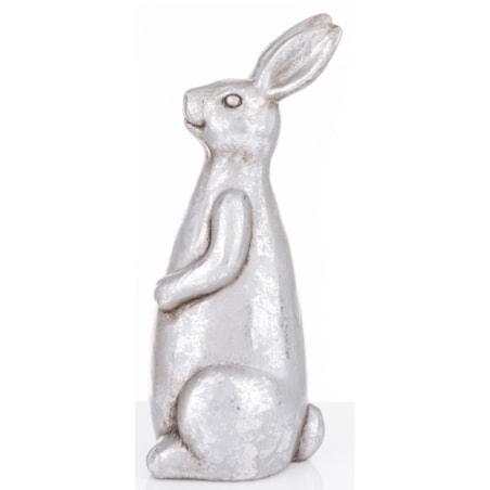 Dekoracja - ceramiczna figurka królika 32x13x13 cm srebrna