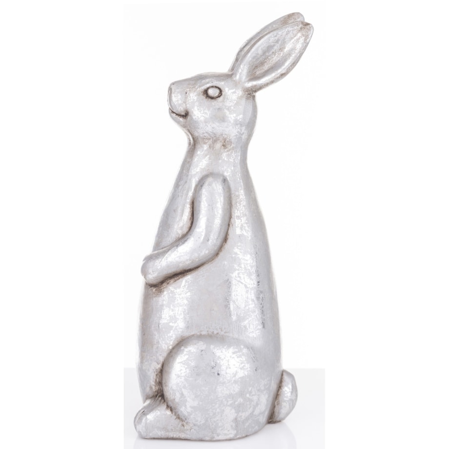 Dekoracja - ceramiczna figurka królika 32x13x13 cm srebrna