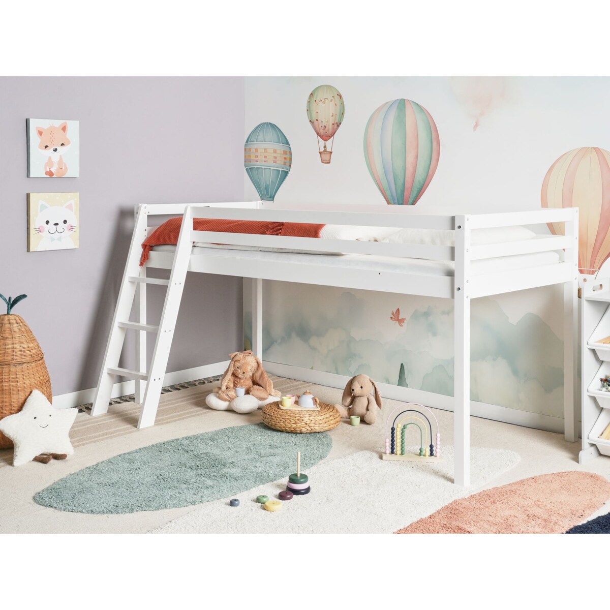 Łóżko na antresoli Drewno ASCOUX 90 x 200 cm Biały