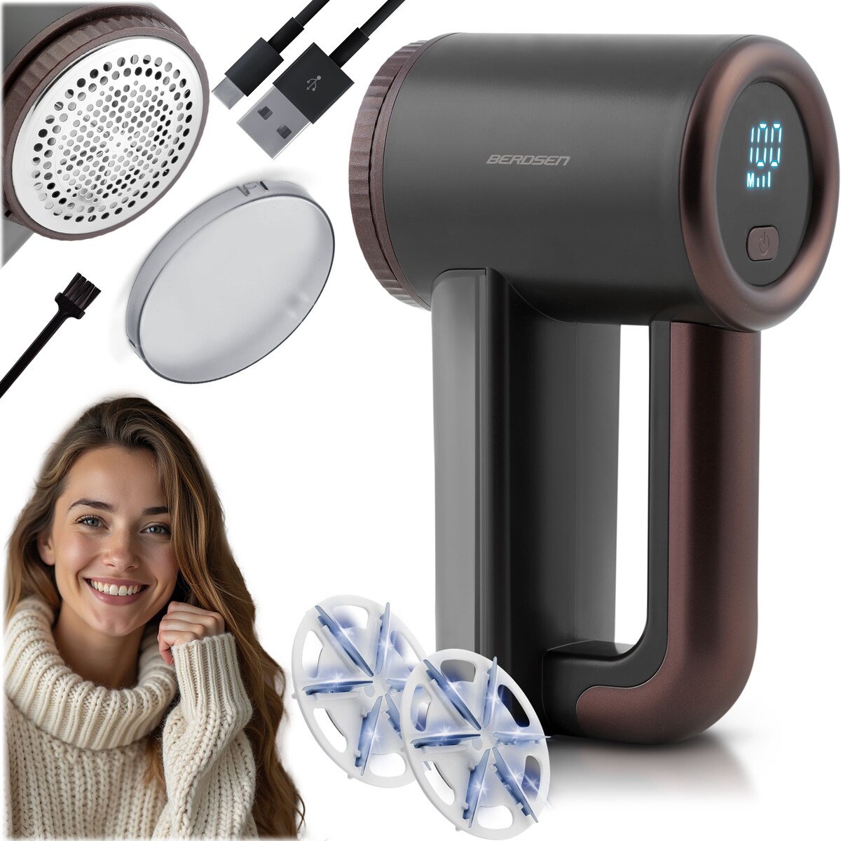 Golarka do ubrań z wyświetlaczem elektryczna Berdsen