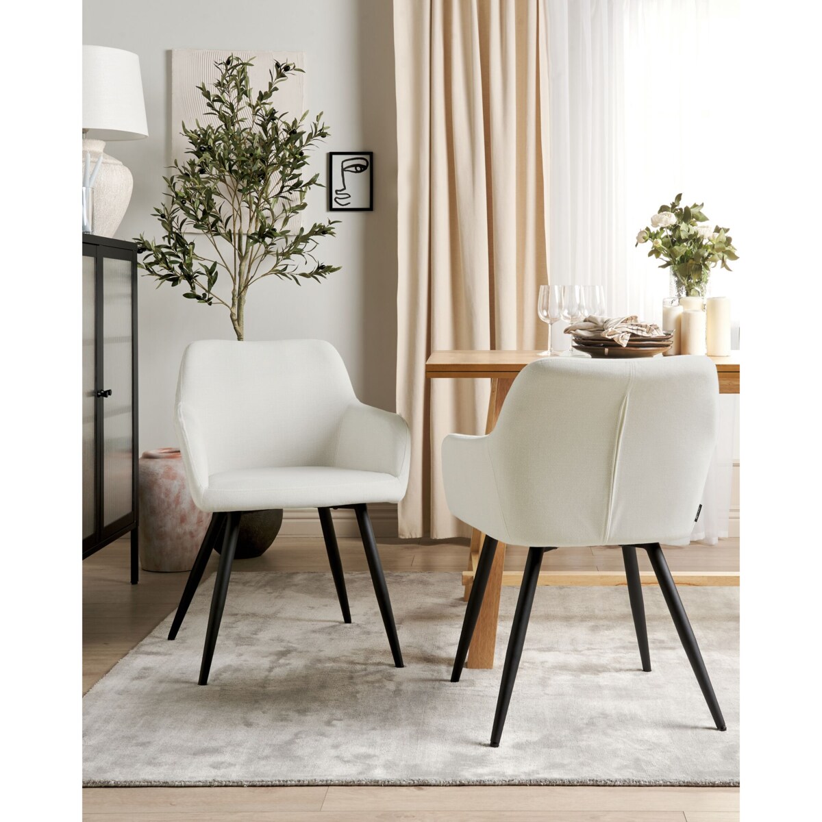 Zestaw 2 krzeseł do jadalni złamana biel CASMALIA