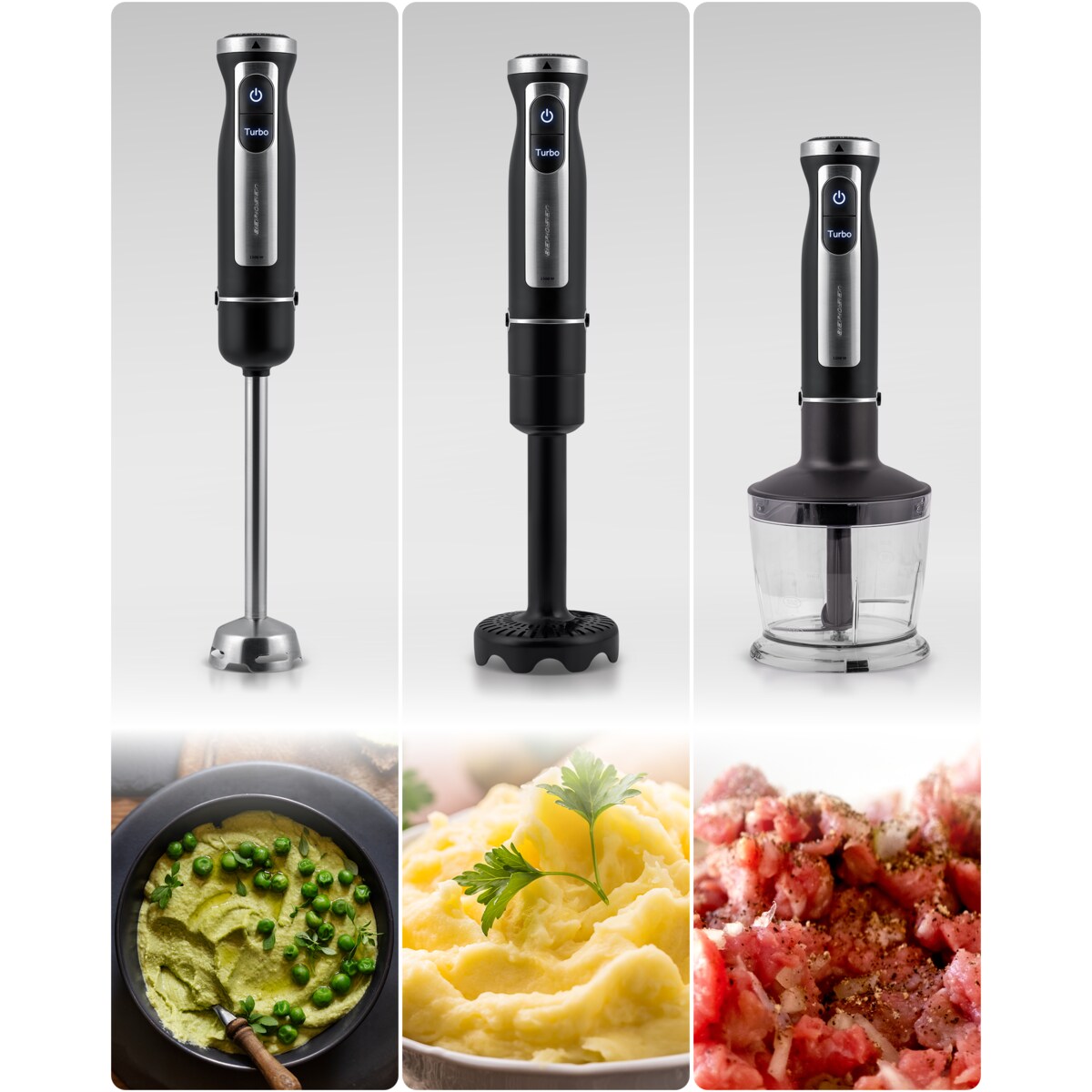 Blender ręczny 1500W czarny Berdsen tytanowe ostrza wielofunkcyjny 5w1