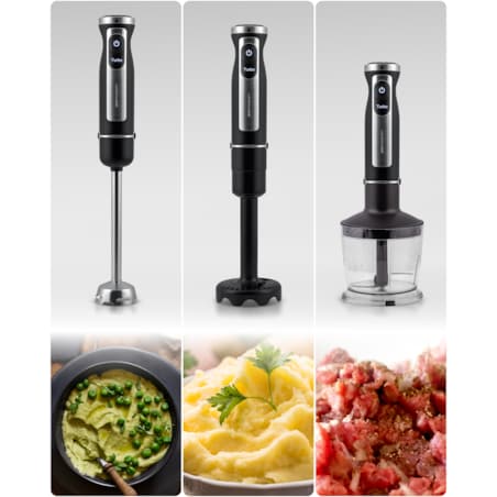 Blender ręczny 1500W czarny Berdsen tytanowe ostrza wielofunkcyjny 5w1