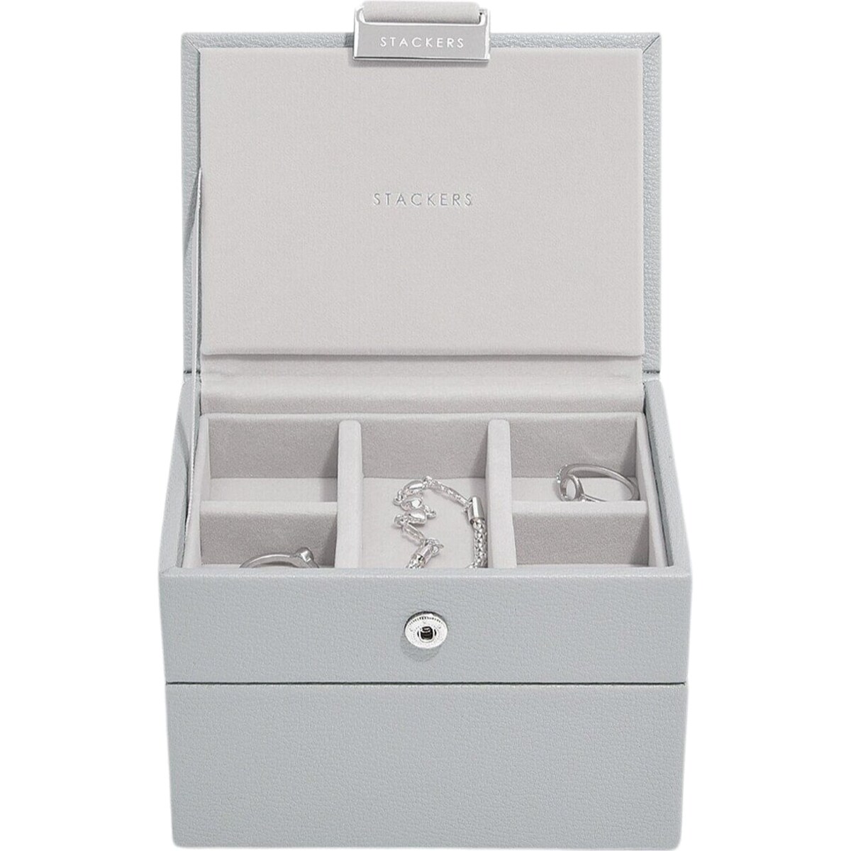 Szkatułka na biżuterię Stackers podwójna micro kamienna szarość