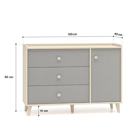 Komoda dziecięca MELLY 05 120 szara