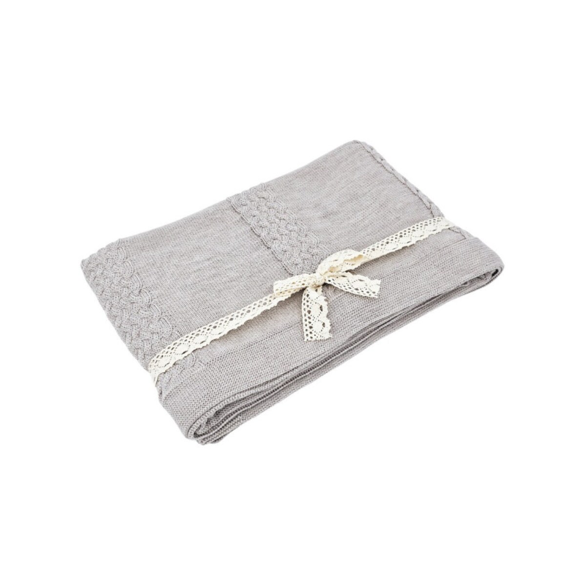 Koc dzianinowy z wełny MERINO 150x200 cm – FLORENCE SAND