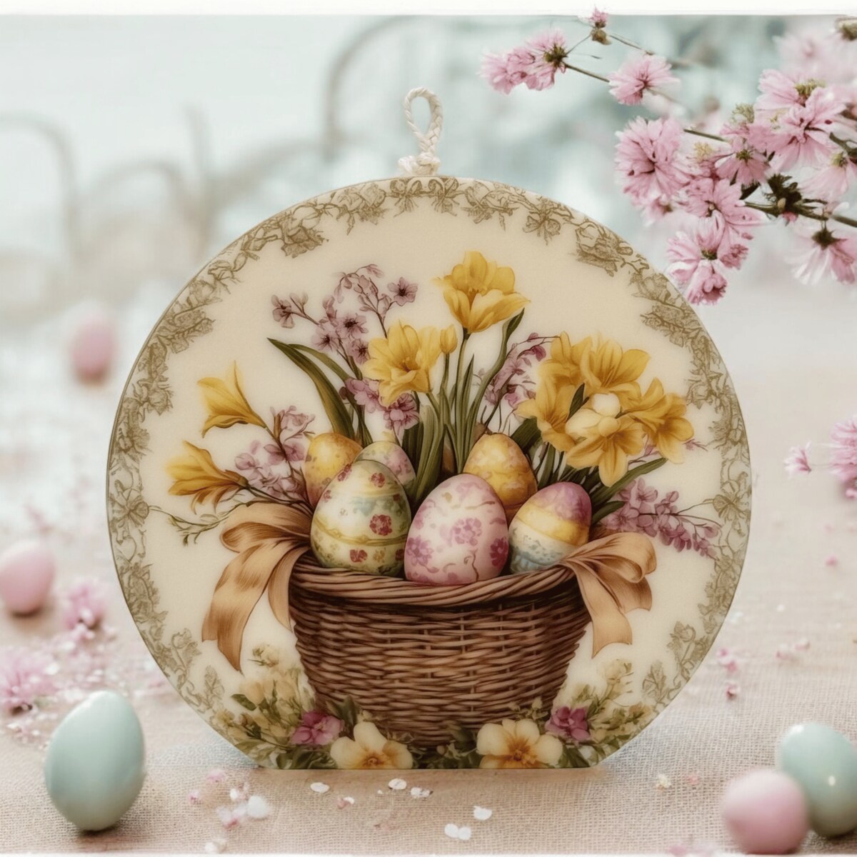 Świeca dekoracyjna wiosenne kwiaty prezent na Dzień Kobiet